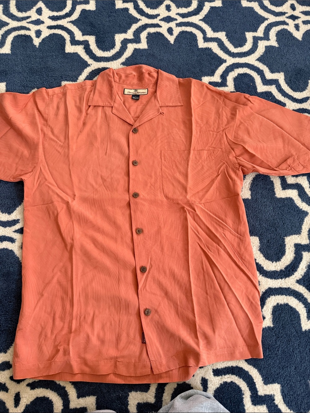 Tommy Bahama Men's Short-Sleeve Camp Shirt in Terracotta Orange